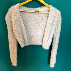 2Bella cropped faux fur cardigan